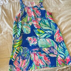 Lilly Pulitzer Blue and Pink Leaf Print Dress
